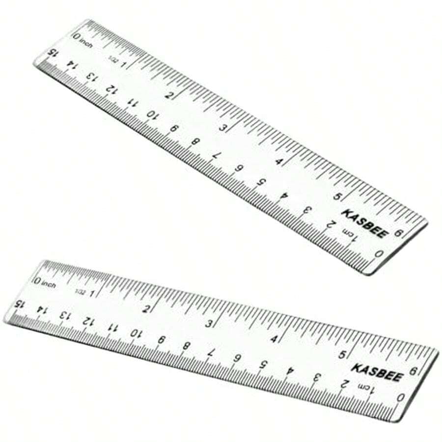 Plastic Rulers, 6 Inch Ruler, 12 Inch Ruler, Clear Ruler With Centimeters And Inches, Straight Plastic Ruler Set For Students School And Office - Clear - 6 Inch + 6 Inch - View 1