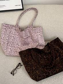 New Autumn/Winter Leopard Print Large Capacity Shoulder Bag, Suitable For Daily Use, Commuting, School And Casual Occasions - Multicolor - View 8