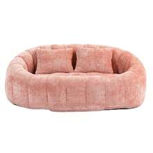 Chenille Lazy Sofa, 2 Seat Bean Bag Sofa Chair, Durable Soft Comfort Recliner, Lazy Loveseat Sofa Bed, Includes 2 Pillows, Indoor/Outdoor Use, No Assembly Required, Suitable For Living Room, Bedroom, Dormitory And Apartment(Pink) - 粉色 - 查看 9