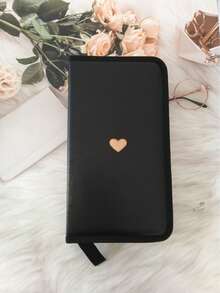 1 pieza 80pcs Bolsa de almacenamiento portátil de discos, Organizador de almacenamiento de CD/DVD, Estuche de transporte de medios, Bolsa de almacenamiento de discos Blu-Ray, Estuche de transporte, Carpeta de anillos de cuero negra, Bolsa de almacenamiento de CD para automóvil, Funda protectora, Estuche compacto de disco duro portátil con cremallera para almacenamiento de discos para automóvil, hogar y viaje