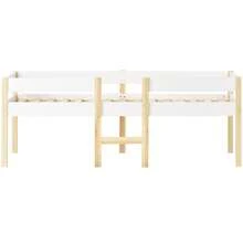 Children's Bed With Fall Protection, Solid Pine Wood - 90x190 Cm - White & Oak