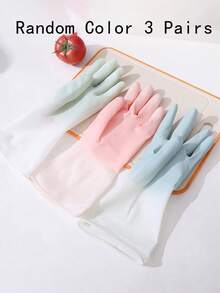 3pcs High-Quality Household Cleaning Gloves, Waterproof Kitchen Dishwashing Gloves, Anti-Slip Housework Gloves, Durable Washing Gloves, Cleaning Supplies, Cleaning Tools, Back-To-School Supplies - Multicolor - View 13