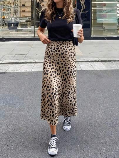 QIANZHIDU Leopard Print Skirt, Suitable For Party, Office, Short Skirt, Music Festival, Casual Outdoor, Street Fashion, Autumn, School, Valentine's Day, Date Top, Elegant Vintage, Business Casual, Teacher Outfit, New Year Party Skirt, Thanksgiving