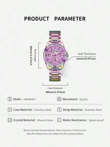 Guess Women's Quartz Watch - Hollow Dial Stainless Steel Case, Women's Gift Jewelry Crystal Queen Series - Purple - View 7