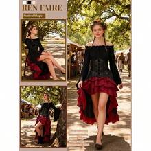 Medieval Pirate Queen Corset And Ruffle Maxi Skirt Sailor Costume For Halloween