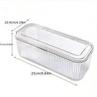 1 pièce Organisateur de maquillage en plastique avec couvercle - Boîte de rangement cosmétique transparente pour pinceaux, éponges de beauté, houppettes. Résistant à la poussière, portable, résistant aux intempéries, support vertical sans électricité