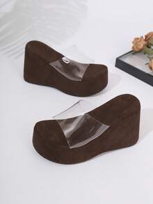 1 Pair Elegant & Sexy Women's Platform Wedge Rubber Sole Summer Sandals - Brown - View 9