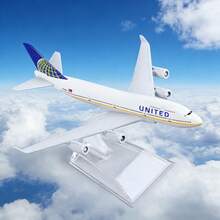 United Airlines Boeing 747 1/400 Scale Die-Cast Metal Aircraft Model (With Stand) - Perfect For Display, Collection & Aviation Enthusiasts As A Gift - White - View 10