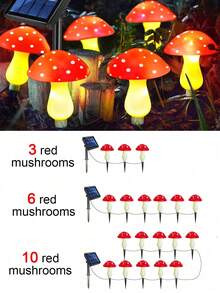 Solar Powered Colorful Mushroom String Lights Outdoor Decoration, Red Mushroom String Lights Waterproof Garden Path Landscape Yard Easter Path Halloween Garden Party Wedding Christmas Decoration (3 Styles, Battery Or Solar Powered) - Multicolor - View 16