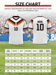 A German Football Team-Style Sports Shirt Specially Designed For The National Teams Of The World Cup, Featuring The National Flag Color Stripes, Is A Sports T-Shirt. It Is Prepared For The 2026 World Cup And Comes With Customized Letters And Names. It Can Be Used As A Gift, A Father's Day Gift, Or A T-Shirt For Celebration. - White - View 2