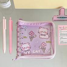 Cuaderno de hojas sueltas con cubierta de PVC transparente y borde con cremallera, estilo minimalista a cuadros INS, adecuado para estudiantes, entusiastas de los diarios de balas, jugadores de Gakuran, trabajadores de oficina, vendedores transfronterizos, coleccionistas de papelería, para notas diarias, creación de Gakuran, almacenamiento de tarjetas - Multicolor - Ver 6