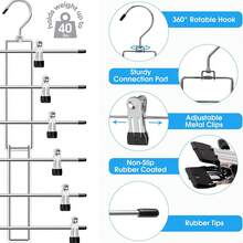 6-Tier Metal Skirt Hanger Organizer With 360° Rotating Hooks - Clothing Storage Solution For Pants And Skirts, Closet Organizer | Modern Metal Surface | 360 Degree Rotating Hooks, Skirt Organizer, Clothes Hanger - Multicolor - View 8