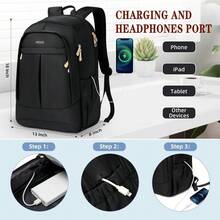 Travel Laptop Backpack For Women 15.6 Inch Backpacks With USB Charging Hole College Bookbag Black Computer Work Daypack - Black - View 6