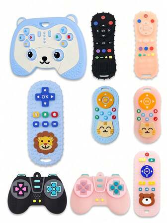  2个装 ETETOO 婴儿硅胶牙胶 - 猫咪图案硅胶磨牙玩具 - 咀嚼玩具 - 硅胶牙胶 - 适合0-6个月宝宝