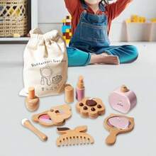Kit de Maquillaje para niños Fingente Jugar Juguete de Maquillaje Juego Creativo de Juego de tocador de Madera Little Princess SetConveniente y duradero, favorito para niños - Multicolor - Ver 6