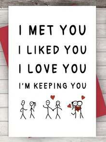 1 pieza Tarjeta de felicitación del Día de San Valentín del viaje del amor romántico. Incluye sobre y papel de alta calidad. Diseño de patrón de garabatos lindos. Expresa perfectamente el amor en crecimiento - tarjeta ideal para tu pareja (4.7in X 6.7in) - Multicolor - Ver 4