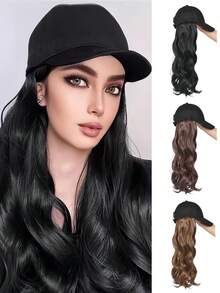 18 Inch Hat Long Curly Wavy Hair Wigs With Baseball Cap Adjustable Black Baseball Cap With Synthetic Curly Hair Beginners Friendly Natural Looking For Daily Use - Multicolor - View 10