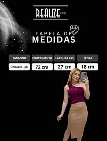 Saia Midi Canelada Tricô Fenda Lateral Blogueirinha Moda Verão Tricot - Pink - Visão 7