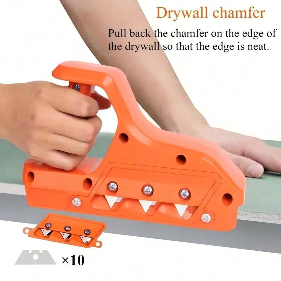 Professional Manual Drywall Chamfer Plane, Heavy-Duty Quick Chamfer Tool With 10 Adjustable Blades, No Electricity Needed, Suitable For Drywall, Woodworking And DIY Projects, Compatible With 45°/60° Chamfered Edges, Ergonomic Woodworking Accessory With Plastic Handle, Compact And Sturdy Hand Planer, Designed For Construction Workers - Multicolor - View 1