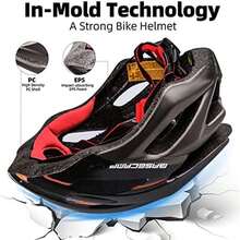 Adult Bicycle Helmet with Removable Visor, Portable Bag, Adjustable Fit for Road and Mountain Riding, LED Light - Naranja negro - Ver 6