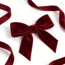 1卷50码单面深红色植绒丝带，彩色植绒丝带，植绒缎带，植绒丝带，适用于蝴蝶结、圣诞树、橱柜、圣诞节装饰、情人节邀请函装饰（由于手工测量，长度可能略有不同）