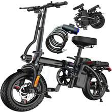 Electric Bike For Adults Teens, Commuter City Folding Ebike With 500W Motor And 48V Battery, 18-24MPH 3-Level Pedals Assist, Dual Disc Brakes,14" Compact Foldable Electric Bicycle . - T1 - 查看 9