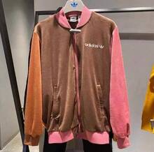 Adidas Jachetă retro Clover cu guler înalt, model patchwork, pentru femei