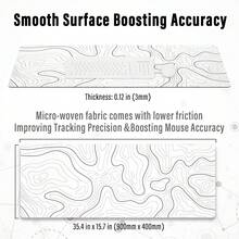 1pc Ovenbird Extra Large Gaming Mouse Pad, Stitched Edge, Minimalist Terrain Map Design, XL Desk Mat, Non-Slip Base, Cool Keyboard & Mouse Pad, 31.5 X 11.8 Inches, White - White - View 3