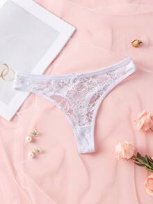 3条/包 纯色浪漫蕾丝女士丁字裤，可爱蝴蝶结装饰 无痕性感内衣