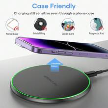 15W Wireless Charger Pad, Qi Wireless Charging Station Compatible With IPhone 16/15/14/13/12/X Pro Max