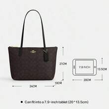 City Shoulder Tote Bag In Signature Canvas,Designer Tote Bag Mother's Day Bags For Women COACH Classic Leather Printed Tote Bag Casual Bag For Daily,Shopping,Work,Travel And School,Gift For Mother's Day,Gift For Her Mom Mommy Wife CBT18 - 黑色-1 - 查看 6