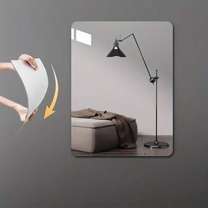 OUTANA 1pc Frameless Self-Adhesive Full Length Mirror Wall Sticker. Removable, Shatterproof, Non-Glass Rectangular Mirror, Suitable For Bedroom, Gym Door, Living Room, Bathroom And Office, Can Be Used As Decorative Makeup Or Wall Mirror.