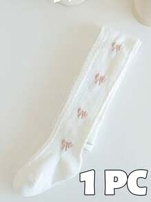 1 pieza Leggings con decoración de lazo delgado para niñas, mallas de moda para niños pequeños y niños - Multicolor - Ver 15