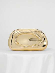 Women's Glamorous Gold Metallic Evening Clutch - Shiny Sculpted Handle Crossbody Handbag, Stylish Party/Prom Purse, Perfectly Matches Bridal Attire & Gold Heels, Elegant Compact Evening Bag - 金色 - 查看 6