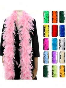 Feather Boa, DIY Party Costume Accessory, Colorful Feather Boa Scarf Decor, Suitable For Birthday Party, Halloween, Christmas, Racing, Tea Party, New Year's Eve, Concert And Home Decor, Ball Gowns, Wedding, Stage Performance, Carnival Costume And Accessories, Party Supplies - Multicolor - View 6