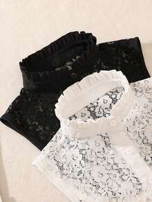 1pc Women's Black & White Lace Detachable Collar - Stand Collar Fake Collar - View 4