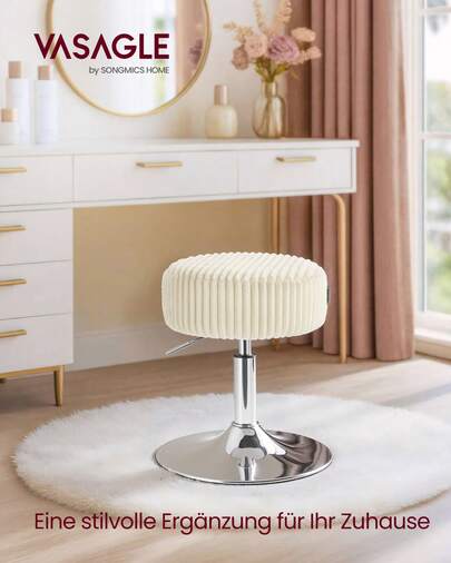 VASAGLE Barhocker Schminktischr Drehhocker (1 St), Schminkstuhl, Sitzhocker 360° drehbar, PU, dicke Polsterung