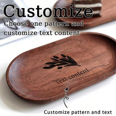 Bandeja de madera personalizada con patrón floral tallado - Bandeja de almacenamiento de joyas creativa, que sirve tanto como decoración del hogar como organizador de joyas, adecuada para joyas, joyas y organización de joyas. Diseño floral, estilo minimalista, material natural, duradero. Adecuado como regalo, también ideal para bodas, San Valentín, aniversarios, fiestas, cumpleaños.