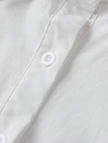 Womens Cropped Button Down Shirts Long Sleeve Solid Color Tops Spring Fall Blouse - White - View 5
