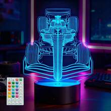 Regalo de coche de carreras para niño, luz de una noche con control remoto, cambio de 16 colores, temporizador, modo de parpadeo RGB y regulable, merchandising de coche de carreras para niños - Color 3 - Ver 3