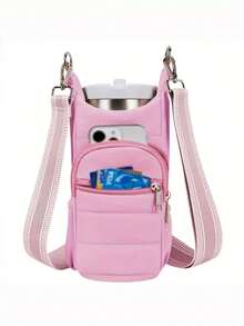 Esta Bolsa Porta-Garrafa de Água de Alça Ajustável para Uso Externo possui vários compartimentos, sendo ideal para armazenar garrafas de água, telefones e chaves. É a escolha perfeita para aventuras ao ar livre, caminhadas, ciclismo e atividades físicas. Um item essencial para entusiastas de atividades ao ar livre. - Multicolorido - Visão 8