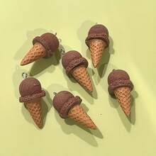 5/10pcs Cartoon 3D Colorful Ice Cream Resin Charms - Natural Glossy Uncoated, Suitable For DIY Jewelry Accessories Like Earrings, Keychains, Bracelets And Necklaces, Creative Style, Smooth Textured Surface - Random Colors - Multicolor - View 12