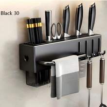 Wall Mounted Kitchen Utensil Rack, No Drill Metal & Plastic Hanging Hooks Storage Organizer, Multi-Function Suspended Kitchen Cookware & Tableware Rack, Space Saving Tool Holder, Autumn/Winter Kitchen Organizer - Multicolor - View 3