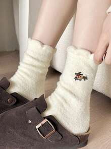 4双秋冬保暖卡通腊肠犬可爱拖鞋袜（女款） - 彩色 - 查看 6