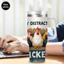 Cute Chicken Tumbler-1pc 12oz/20oz/40oz Insulated Cup, Holiday-Themed Drinkware For Coffee, Tea, Smoothies - Ideal Gift For Christmas, Easter, Birthday, Memorial, Valentine's Day & Halloween (Festive Holiday Cup) - 20盎司 - 查看 10