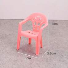1/5/10pcs Mini Plastic Doll House Backrest Chairs, Miniature Realistic Chair Models, Random Color Combination - Multicolor - View 8