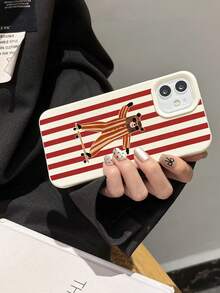 Retro Striped Skate Bear Phone Case - Featuring Stylized Cool Bear (Sunglasses + Striped Jumpsuit) On Skateboard, Bold Red & Cream Vertical Stripe Pattern, Compatible With IPhone17,17pro,17pro Max,16,16plus,16pro Max,16e,16pro,15,15plus,15pro Max,15pro,14,14plus,14pro Max,14pro,13,13pro,13pro Max,12,12pro,12pro Max - Multicolor - View 2