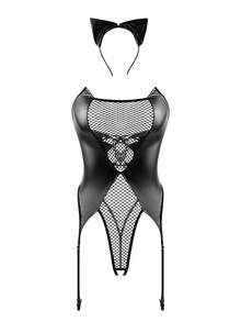性感内衣，女士连体衣，镂空系带连体衣，发带+连体衣，露背开裆连体衣 - 黑色 - 查看 4
