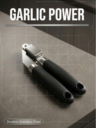 1pc High-Efficiency Garlic Press Is A Great Helper. This Stainless Steel Garlic Press Features A Lever Design That Makes It Effortless To Press Garlic. The Garlic Paste Is Fine And Even. The One-Piece Metal Structure Is Durable And Resistant. The Anti-Slip Handle Is Easy To Operate And Clean. With A Hanging Hole For Storage, It Is A Powerful Little Tool For Preparing And Seasoning Dishes In The Kitchen.