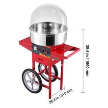 Máquina eléctrica para hacer algodón de azúcar con carrito, 1000 W, comercial, con tapa, recipiente de acero inoxidable, cuchara para azúcar y cajón, perfecta para el hogar, cumpleaños de niños, fiestas familiares, color rojo - Rojo - Ver 9